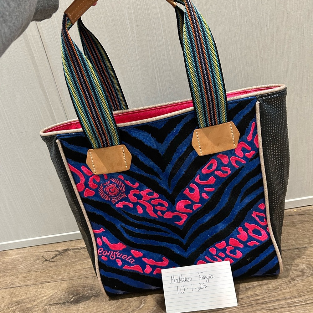 Consuela Pink and Blue Zebra Tote